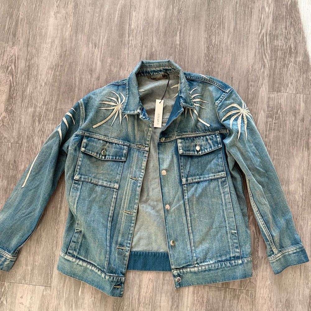 Palma Embroidered Denim Jacket in Washed Denim
CAPULET